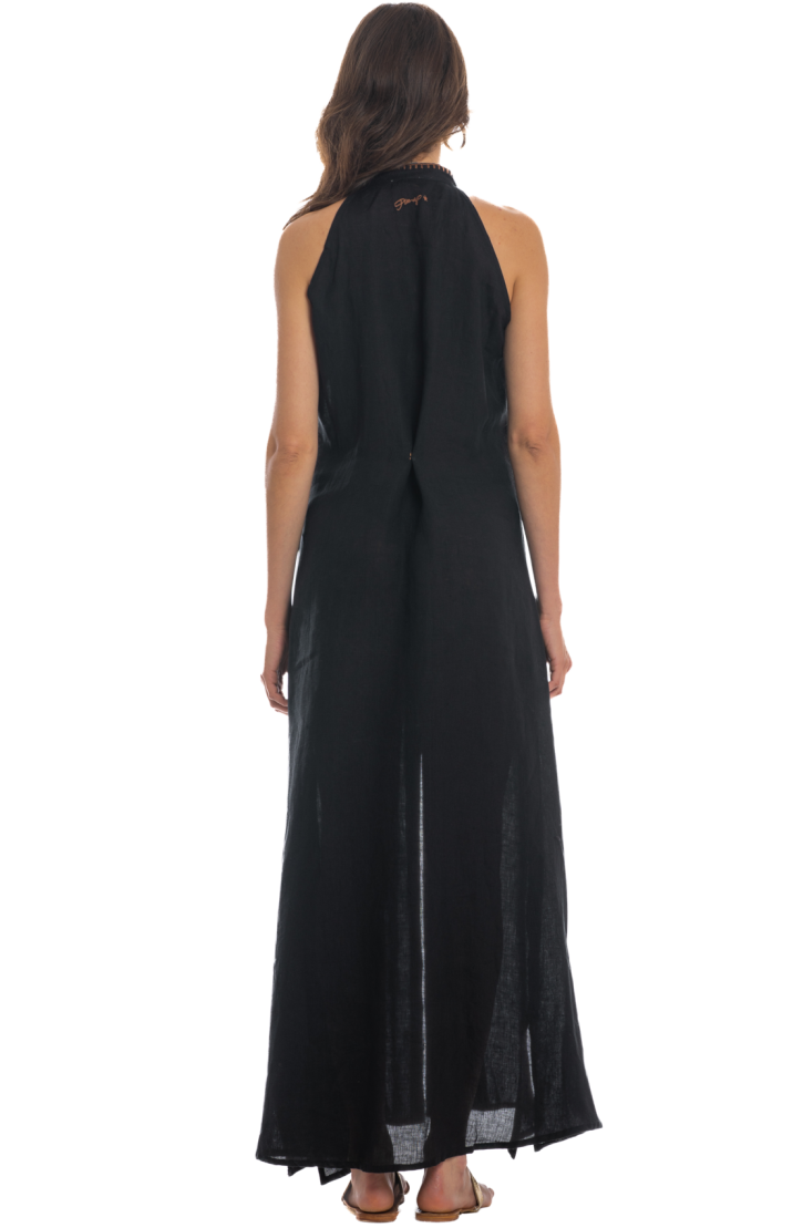 Long Embroidered Linen Dress