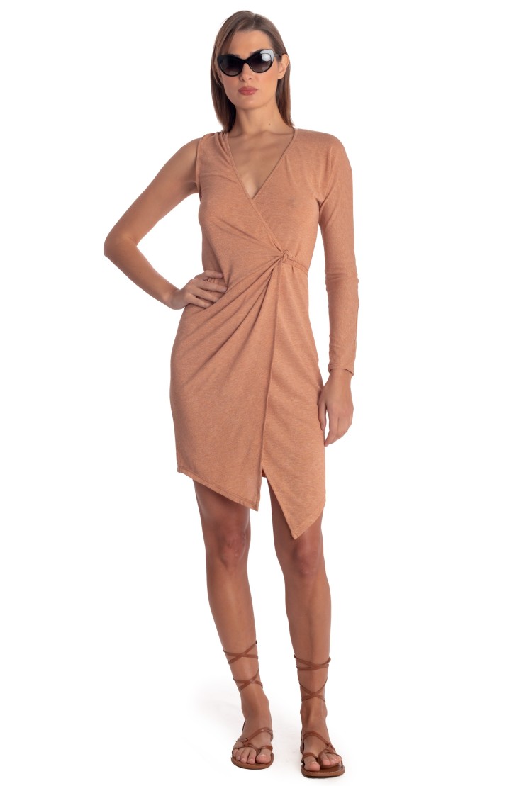 Asymmetrical Lurex Mini Dress