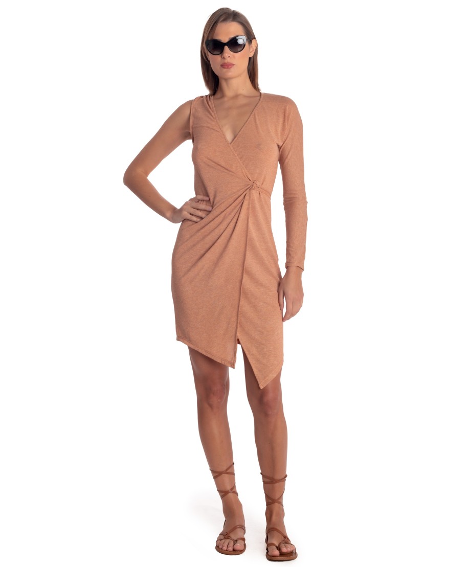 Asymmetrical Lurex Mini Dress