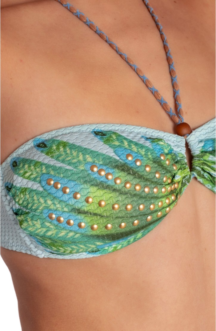 Bikini Fascia Imbottita Con Borchie Stampa Wings