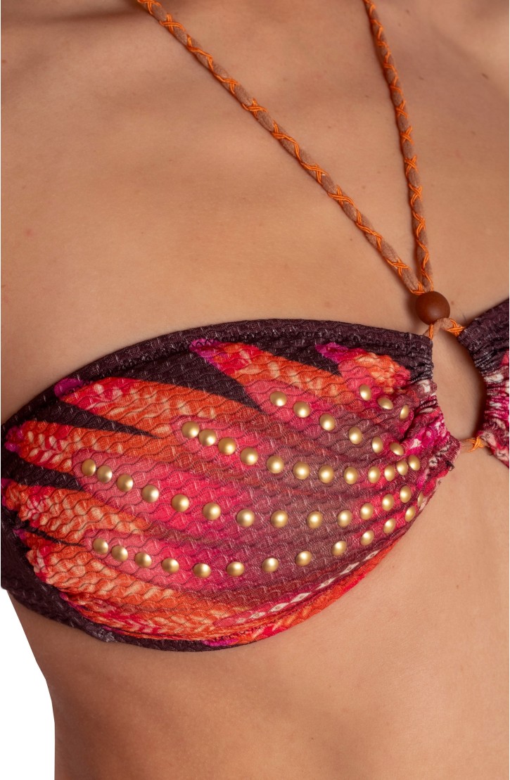 Bikini Fascia Imbottita Con Borchie Stampa Wings