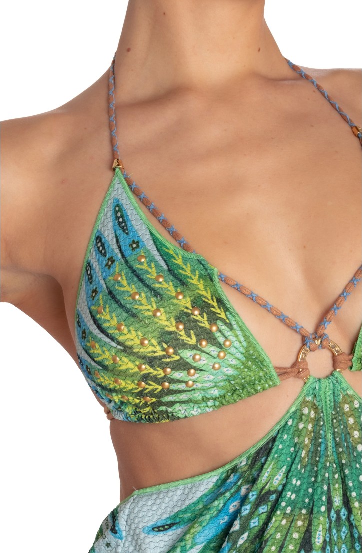 Cut-out Dress Wings Print
