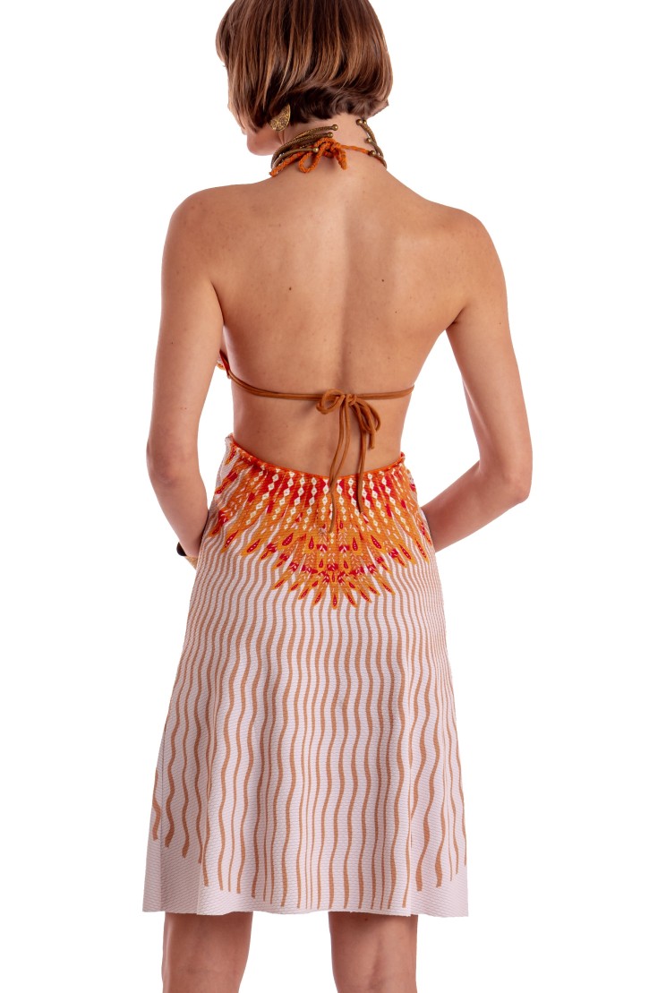 Cut-out Dress Wings Print