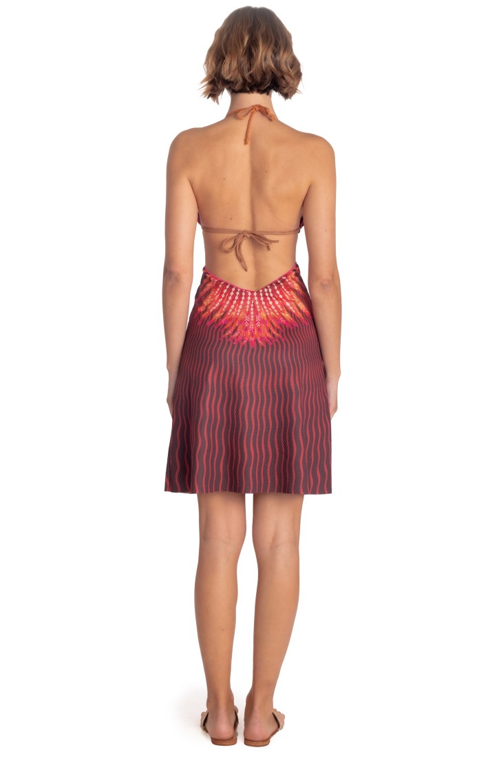 Cut-out Dress Wings Print