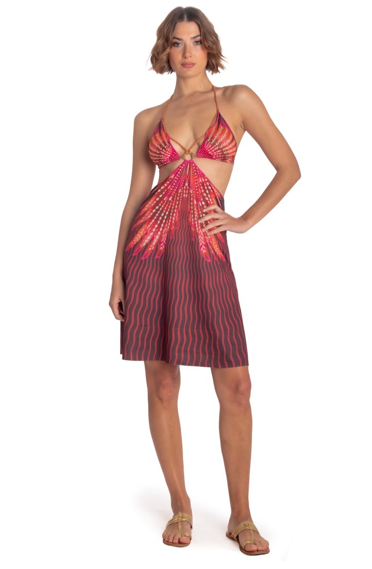 Abito Cut-out Stampa Wings