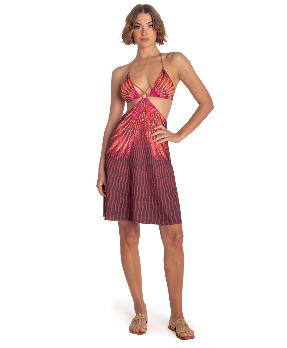 Abito Cut-out Stampa Wings