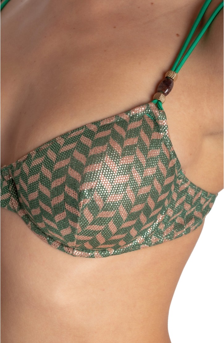 BIKINI BALCONCINO LAMÈ CON FERRETTO STAMPA SPIGHETTA
