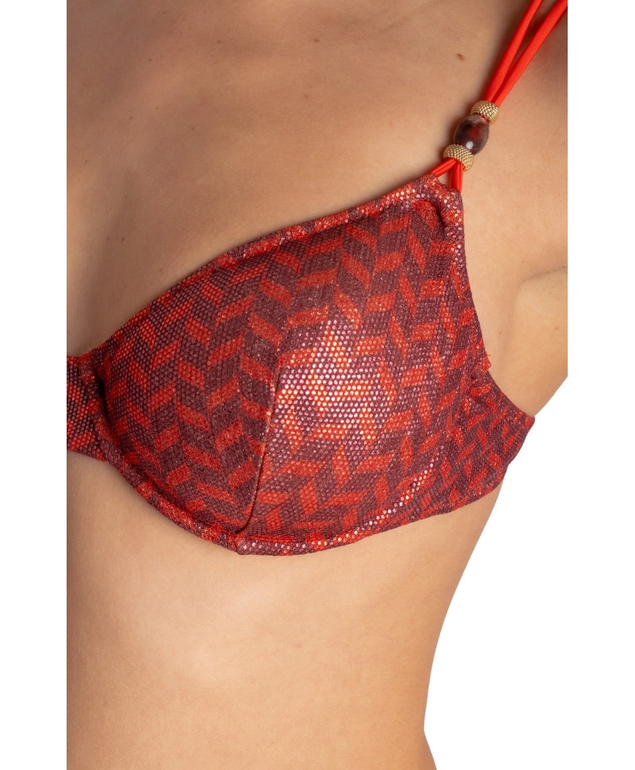 BIKINI BALCONCINO LAMÈ CON FERRETTO STAMPA SPIGHETTA