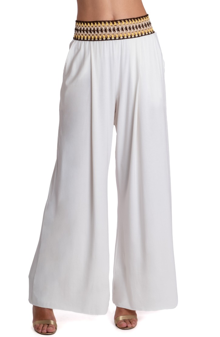 PANTALONE PALAZZO CON PASSAMANERIA CROCHET
