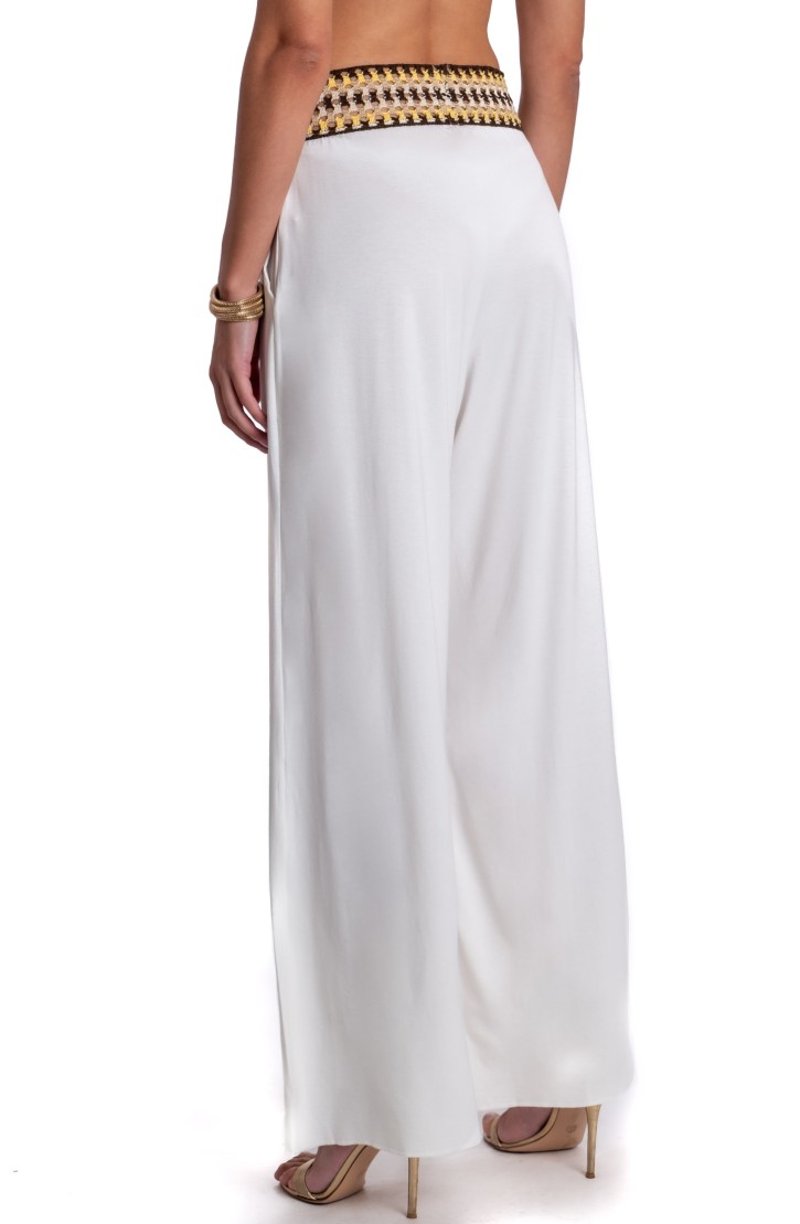 PANTALONE PALAZZO CON PASSAMANERIA CROCHET