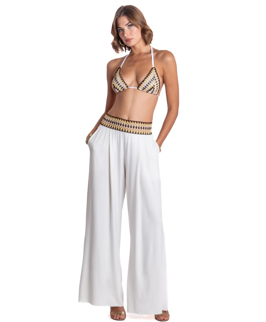 PANTALONE PALAZZO CON PASSAMANERIA CROCHET