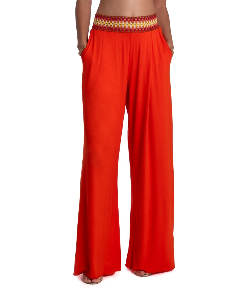 TRIMMED CROCHET PALAZZO PANTS