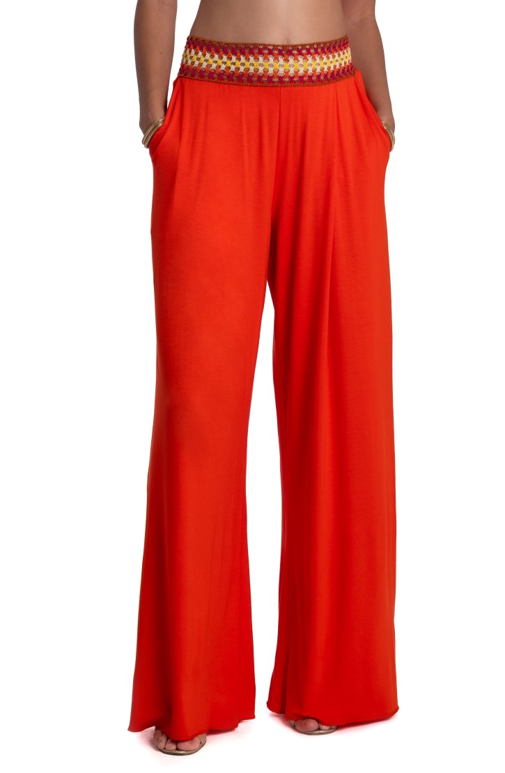 TRIMMED CROCHET PALAZZO PANTS