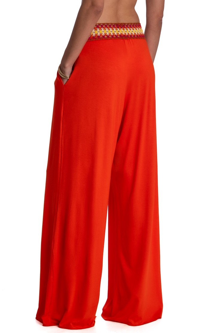 TRIMMED CROCHET PALAZZO PANTS