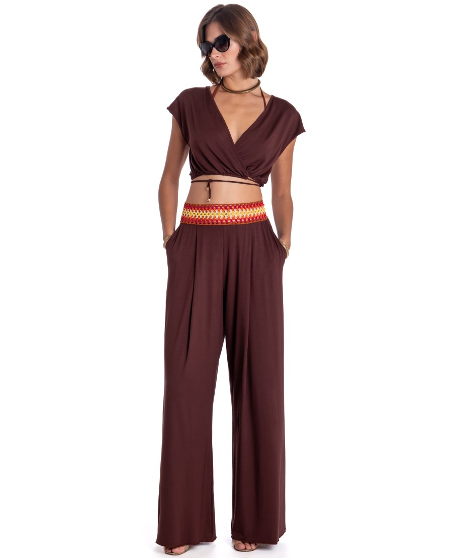 PANTALONE PALAZZO CON PASSAMANERIA CROCHET
