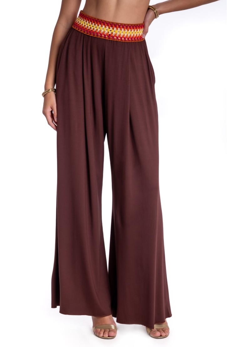 TRIMMED CROCHET PALAZZO PANTS