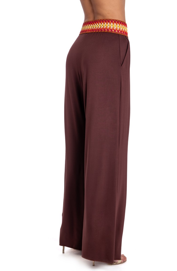 TRIMMED CROCHET PALAZZO PANTS