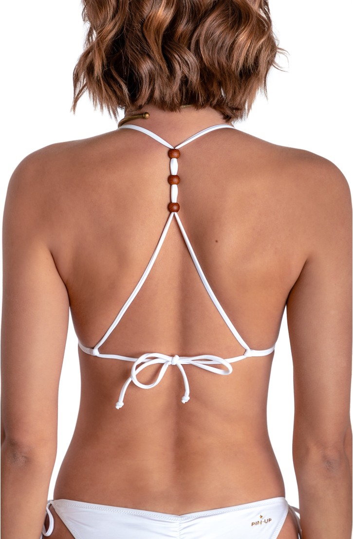 SOLID COLOR PADDED TRIANGLE TOP WITH PEARLS AND SHELLS