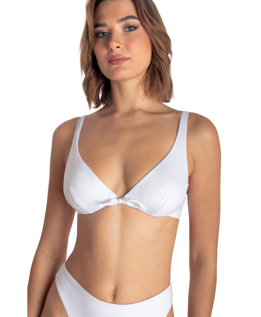 TOP BIKINI BALCONCINO CON FERRETTO TINTA UNITA