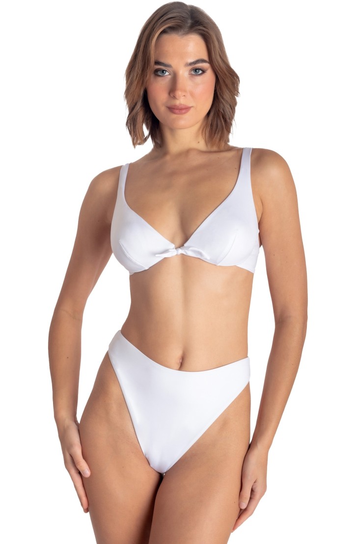 TOP BIKINI BALCONCINO CON FERRETTO TINTA UNITA