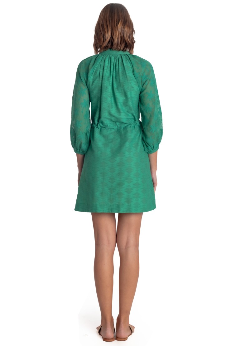 Jacquard Short Dress Palm Embroidery