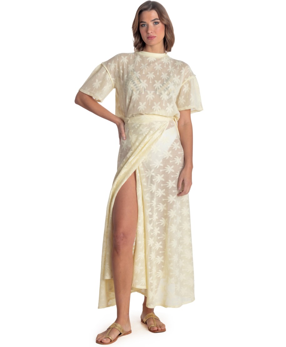 LONG SKIRT PALM EMBROIDERY