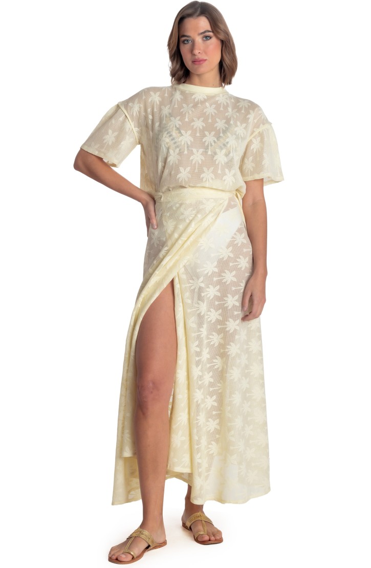 LONG SKIRT PALM EMBROIDERY