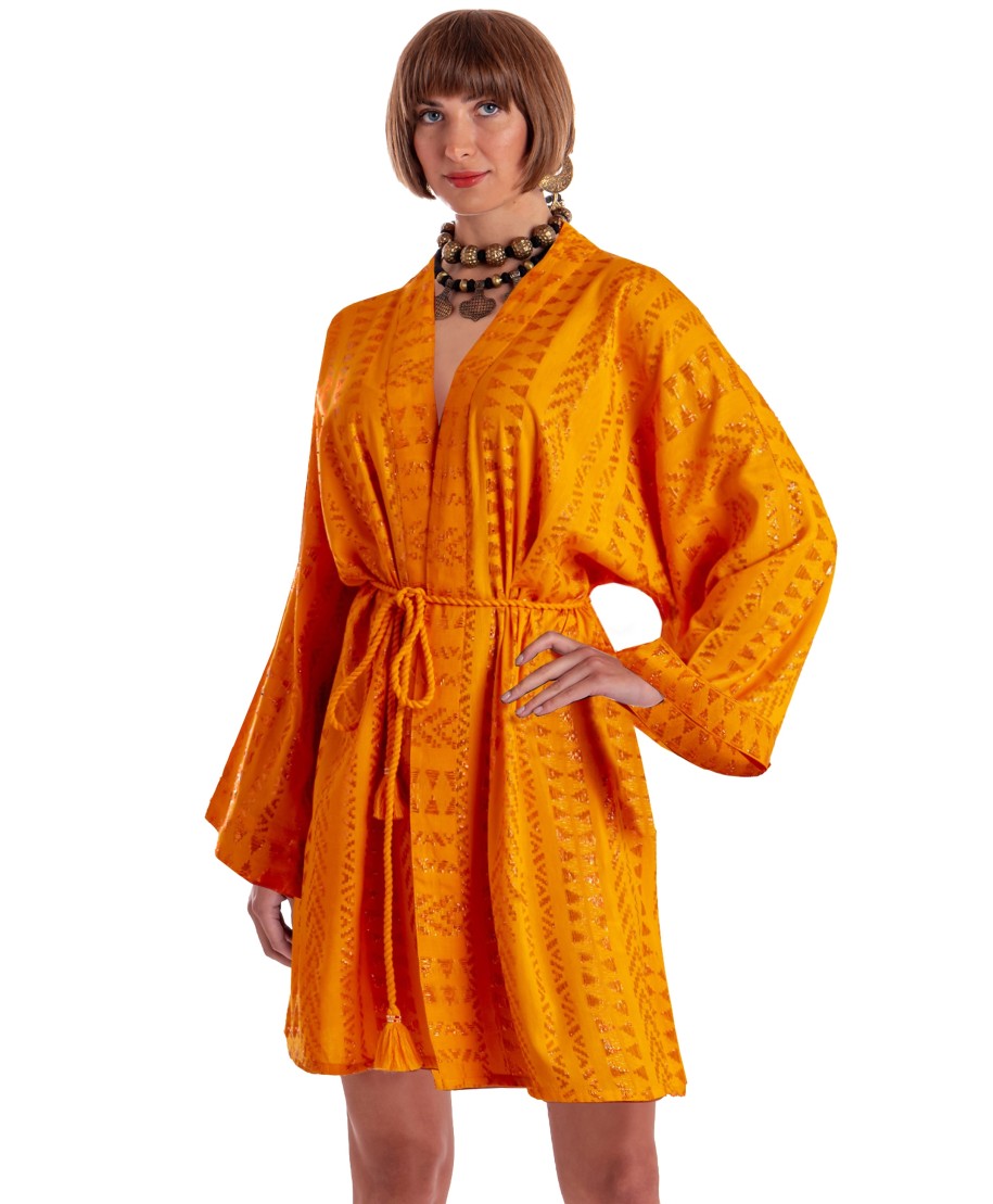 SHORT LUREX KIMONO WITH BELT