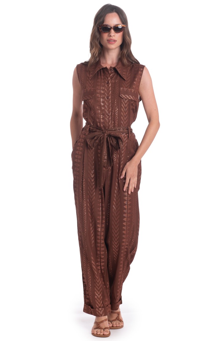 LONG LUREX JUMPSUIT WITH BELT