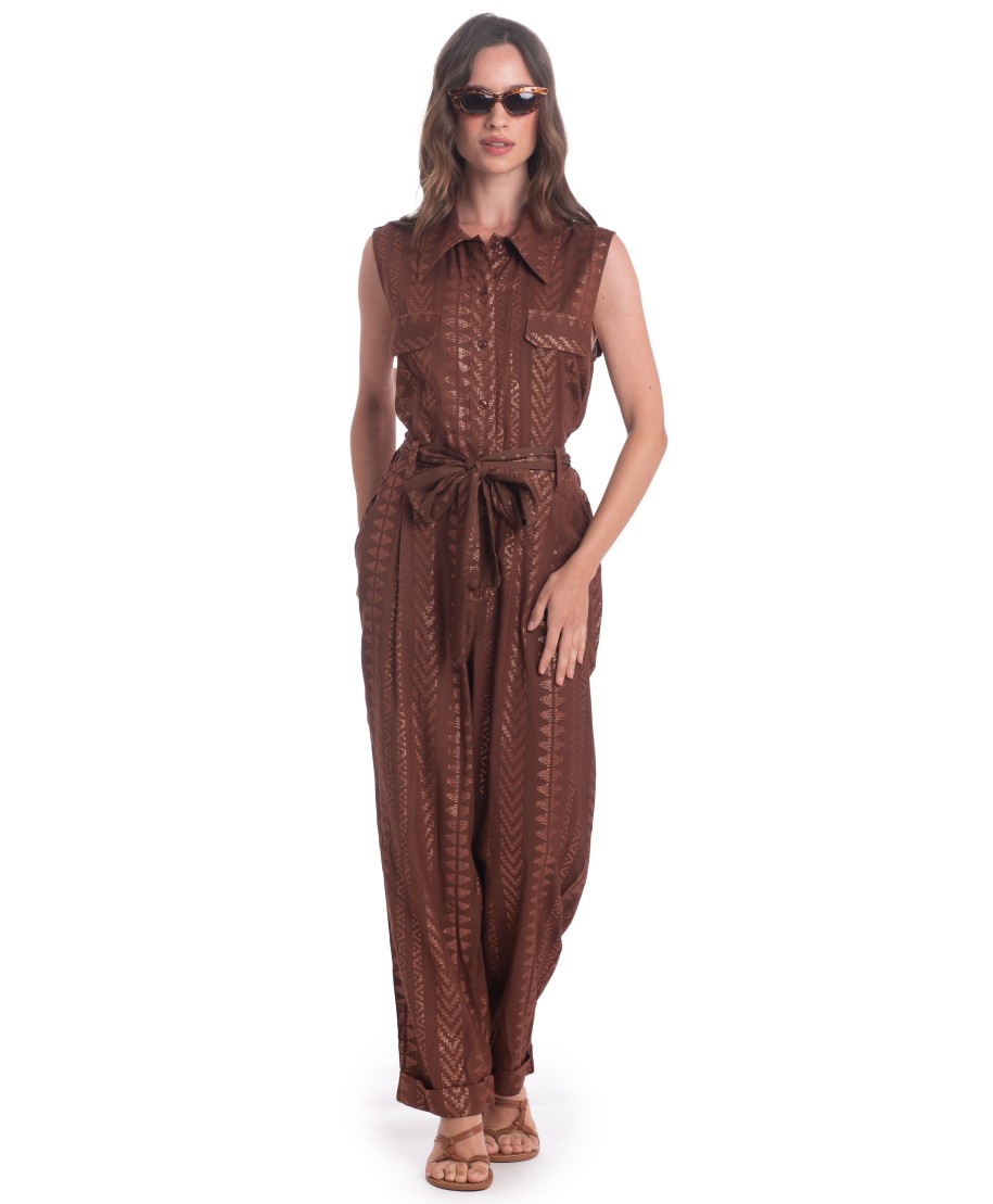 LONG LUREX JUMPSUIT WITH BELT