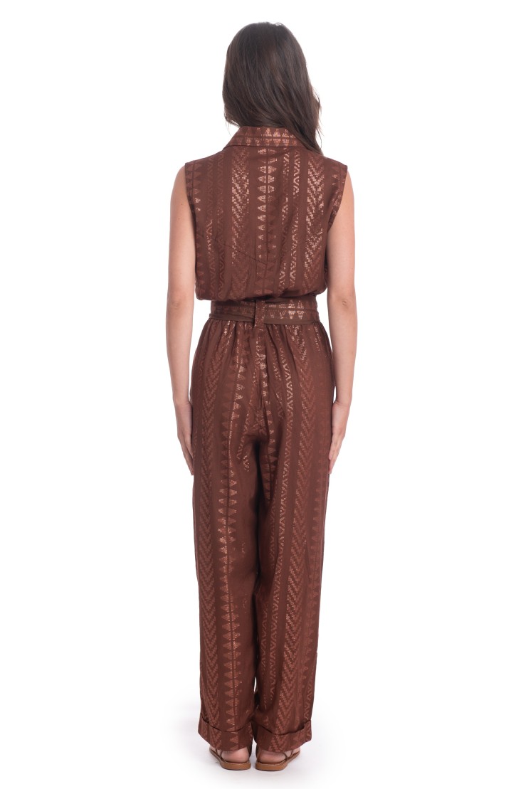LONG LUREX JUMPSUIT WITH BELT