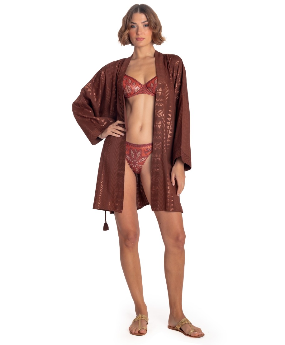 KIMONO CORTO LUREX CON CINTURA