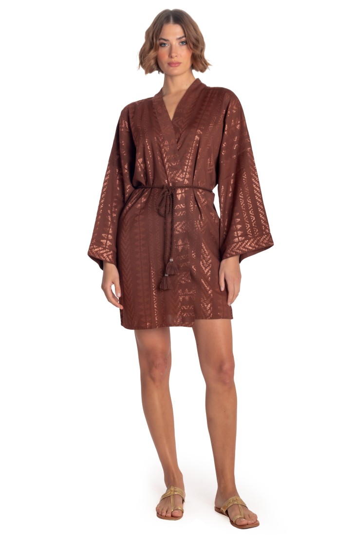 SHORT LUREX KIMONO WITH BELT