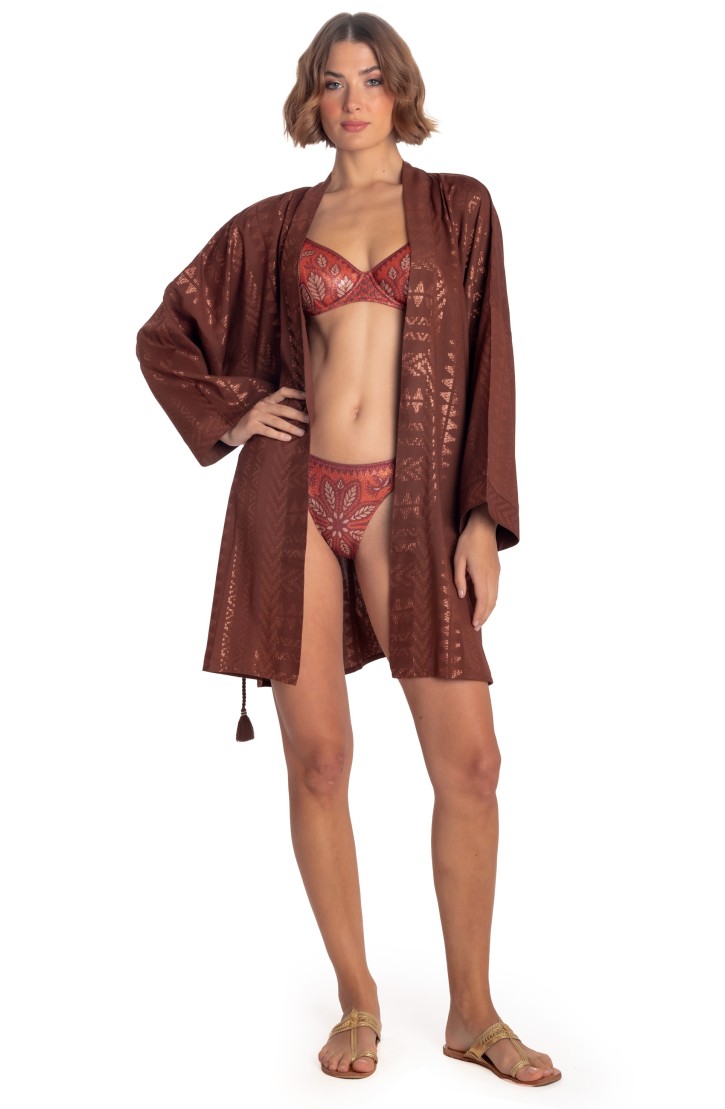 SHORT LUREX KIMONO WITH BELT