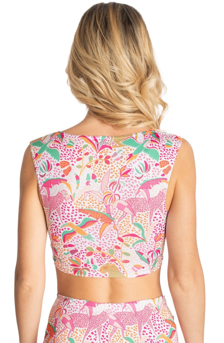 CRISSCROSS TOP TROPICAL PRINT