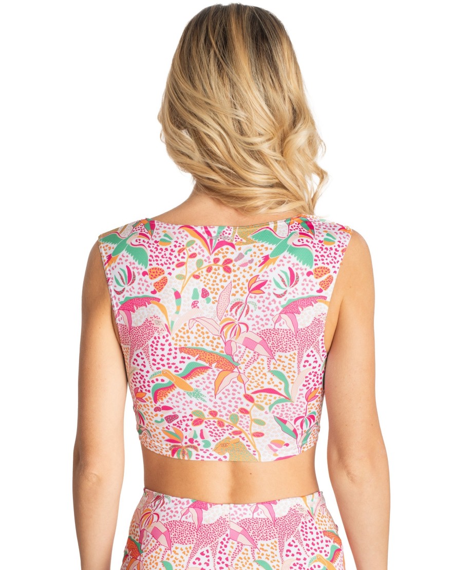 CRISSCROSS TOP TROPICAL PRINT