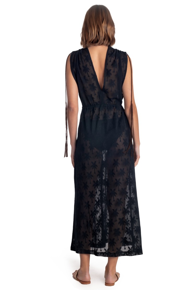 Abito Gilet Lungo Ricamo Palme
