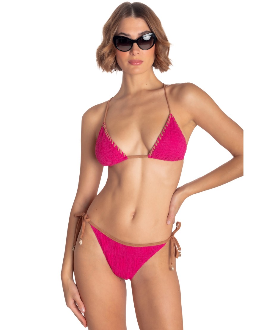 Bikini Triangolo Imbottito Ricamo Palme