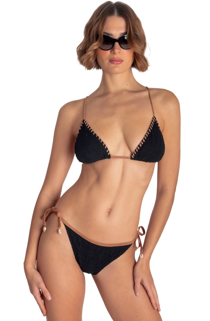 Bikini Triangolo Imbottito Ricamo Palme