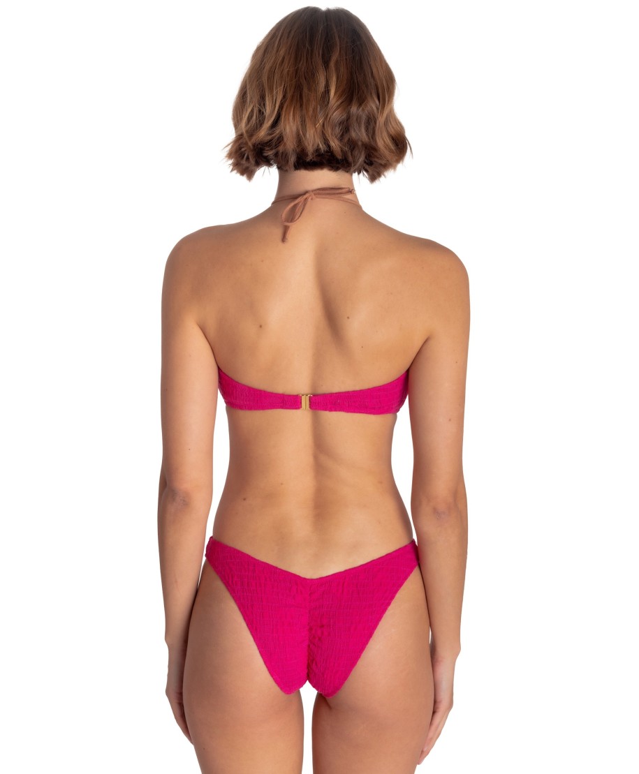 PALM EMBROIDERY PADDED BANDEAU BIKINI