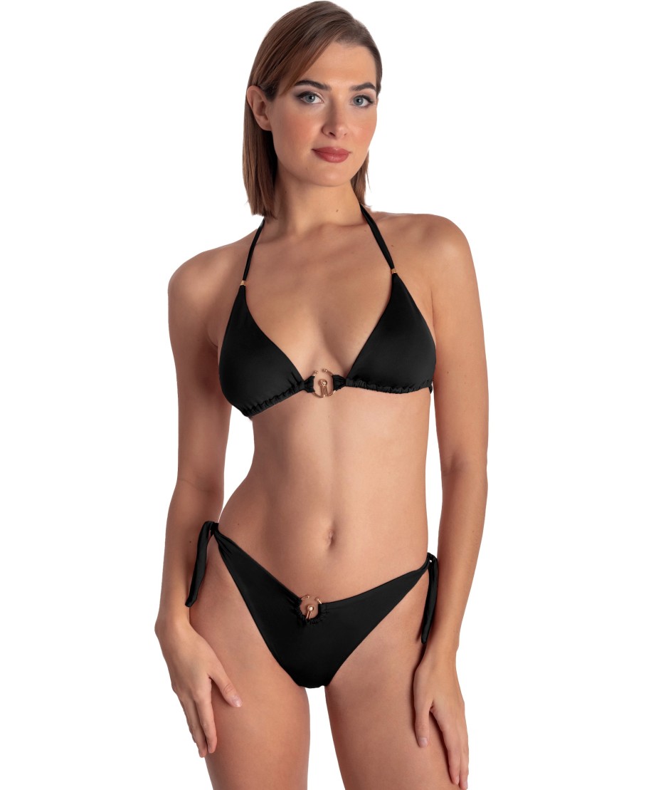 Bikini Triangolo Imbottito Con Accessorio Tinta Unita
