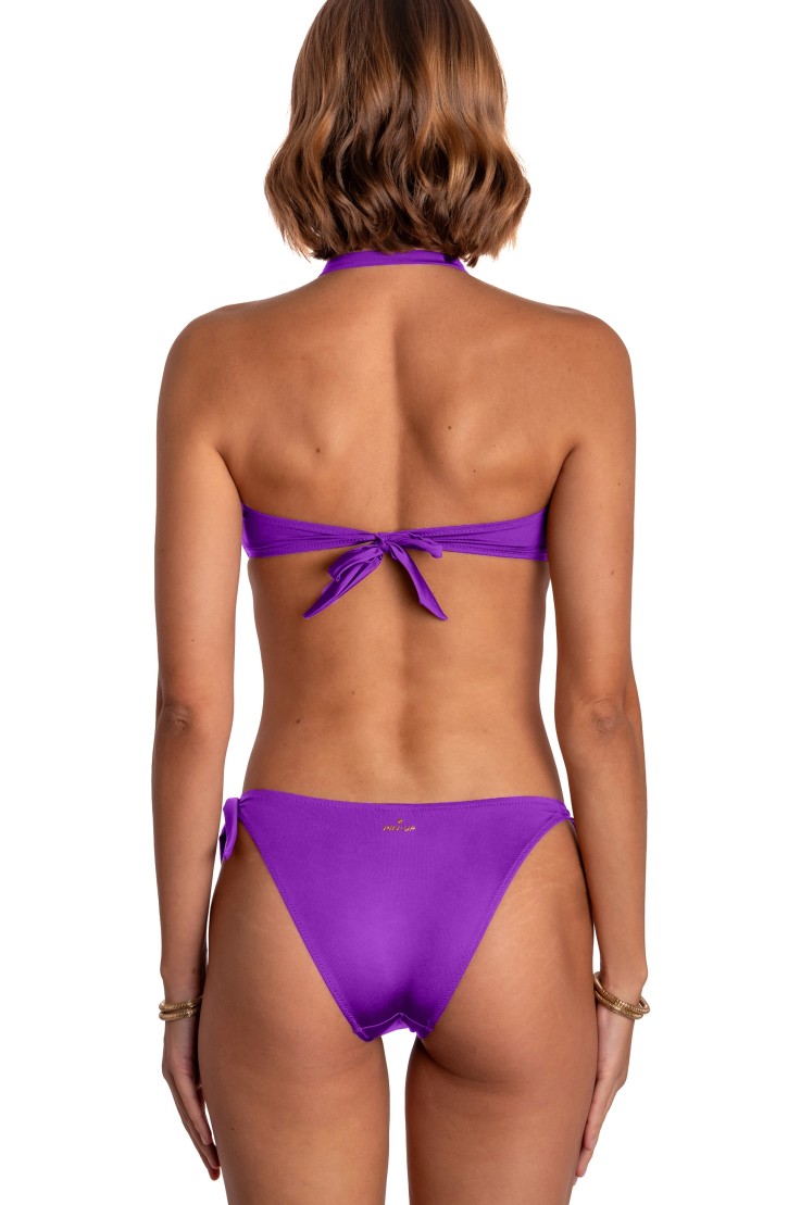 Solid Color Padded Bandeau Bikini With Accessory