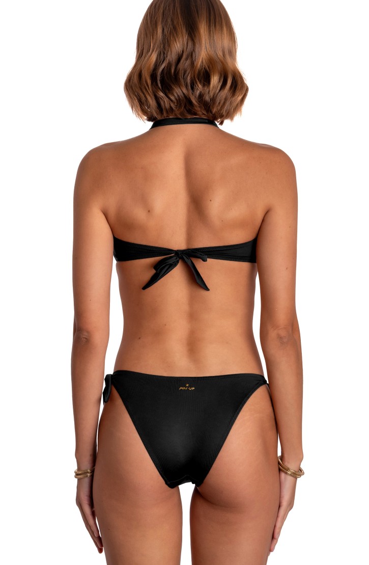 Solid Color Padded Bandeau Bikini With Accessory