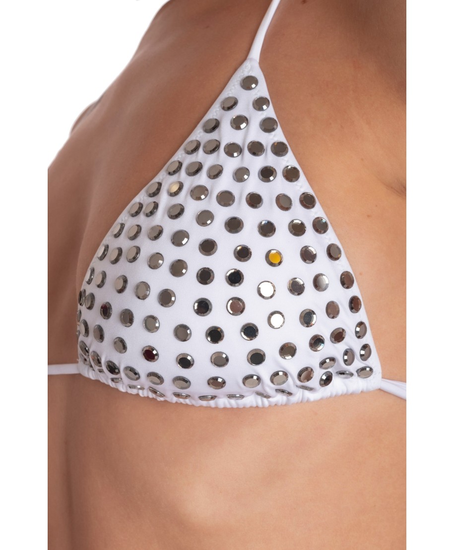 BIKINI TRIANGOLO IMBOTTITO CON CRISTALLI SPECCHIETTI