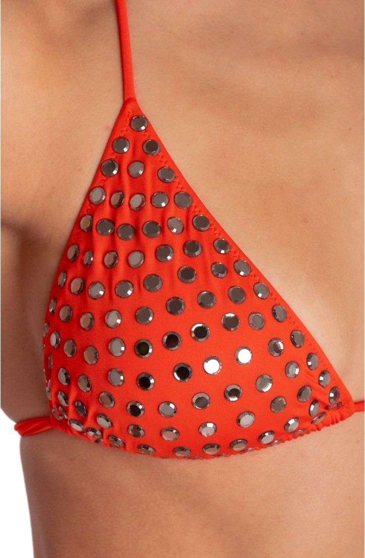 BIKINI TRIANGOLO IMBOTTITO CON CRISTALLI SPECCHIETTI