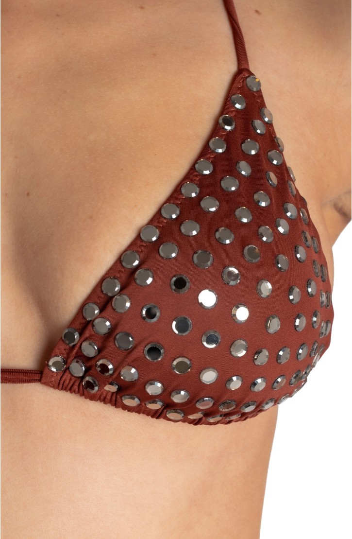 BIKINI TRIANGOLO IMBOTTITO CON CRISTALLI SPECCHIETTI