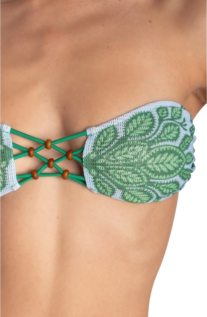 Padded Bandeau Bikini With Pearls Beautiful Tree Print