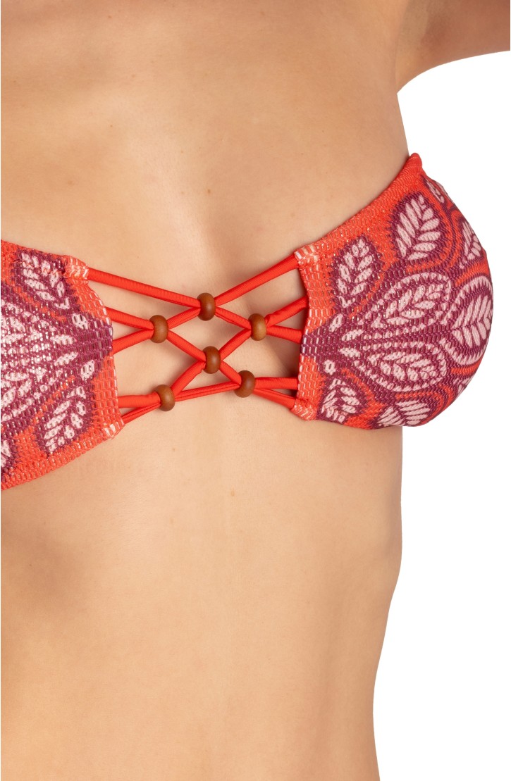 Padded Bandeau Bikini With Pearls Beautiful Tree Print