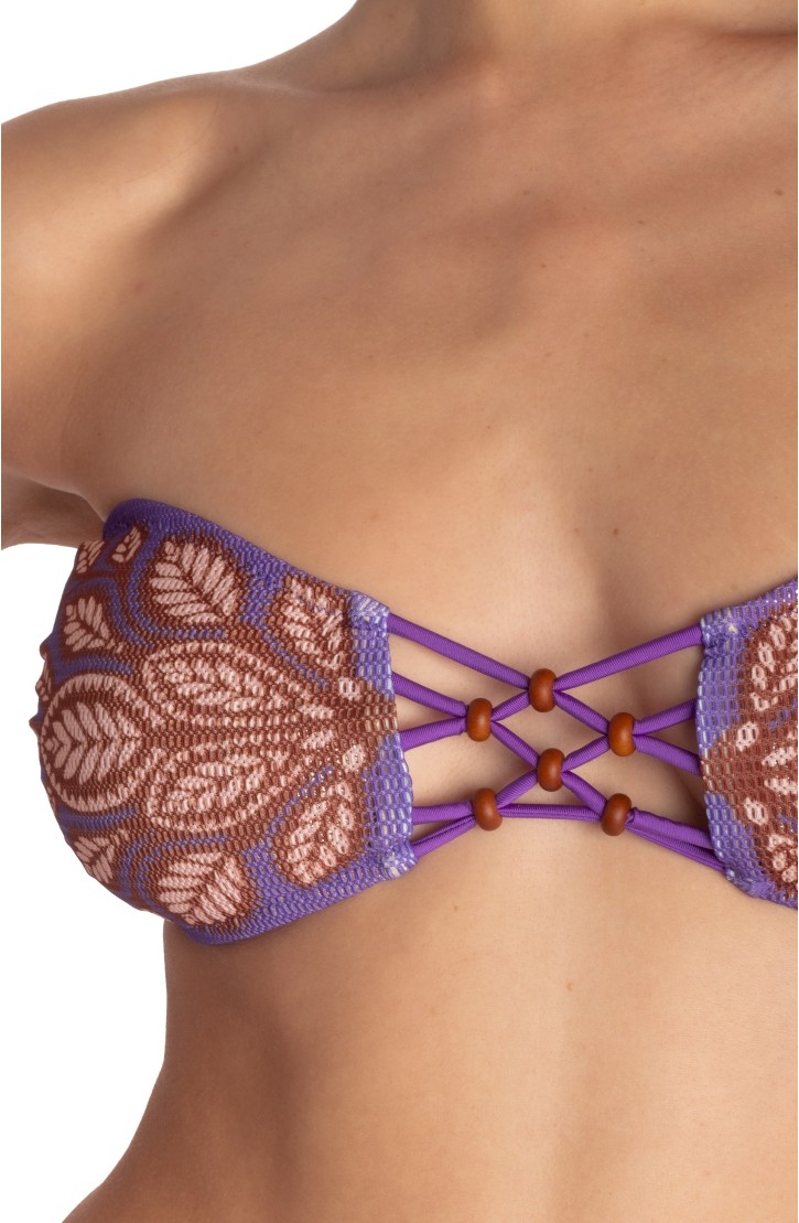Padded Bandeau Bikini With Pearls Beautiful Tree Print