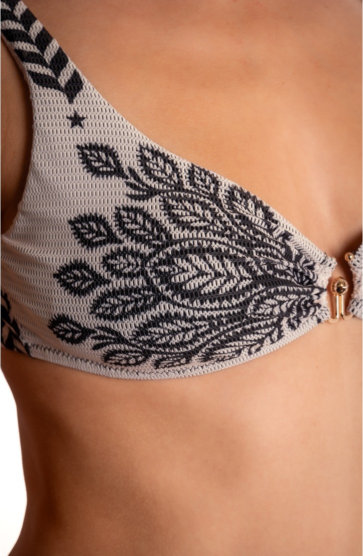 Bikini Brassiere With Accessory Beautiful Tree And Herringbone Print